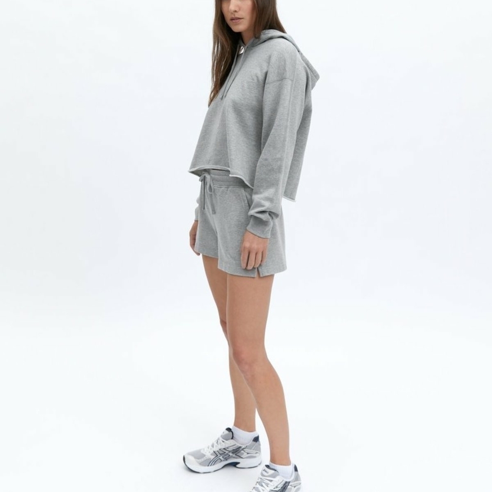 Reigning Champ Leightweight Terry Cloth Cut Off Hoodie Gray Medium NWT